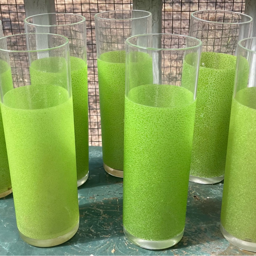 Mid Century Modern Lime Green Highball Glasses